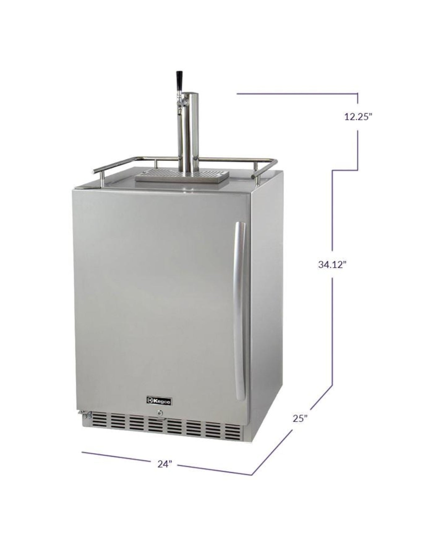 Kegco 24" Wide All Stainless Steel Outdoor Built-In Left Hinge Kegerator with Kit - HK38SSU-L-1