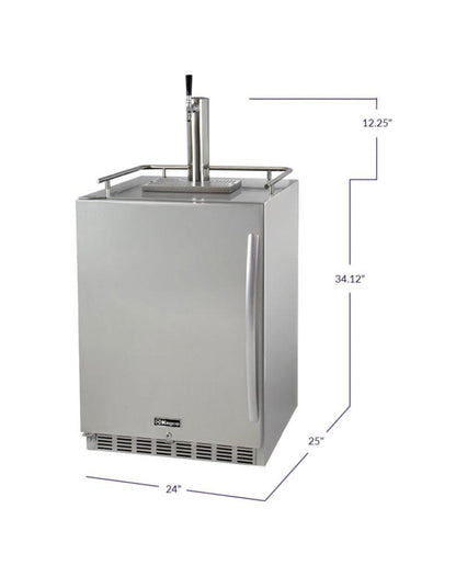 Kegco 24" Wide All Stainless Steel Outdoor Built-In Left Hinge Kegerator with Kit - HK38SSU-L-1