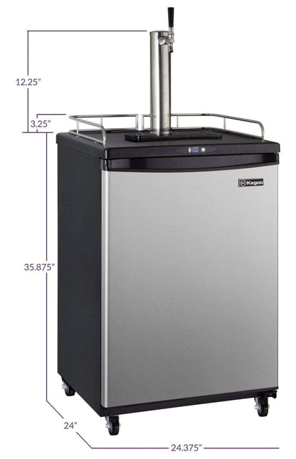Kegco 24" Wide Cold Brew Coffee Single Stainless Steel Commercial/Residential Kegerator - ICZ163S-1NK