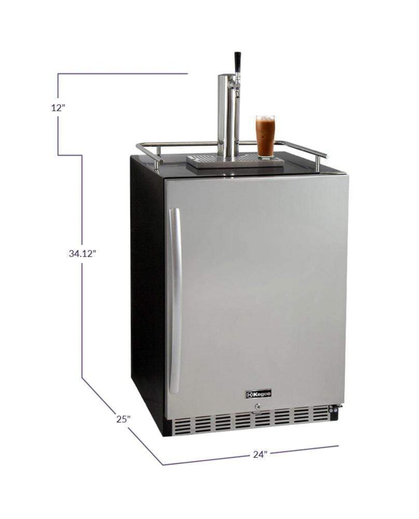 Kegco 24" Wide Cold Brew Coffee Tap Black Commercial Built-In Right Hinge Kegerator - ICHK38BSU-1