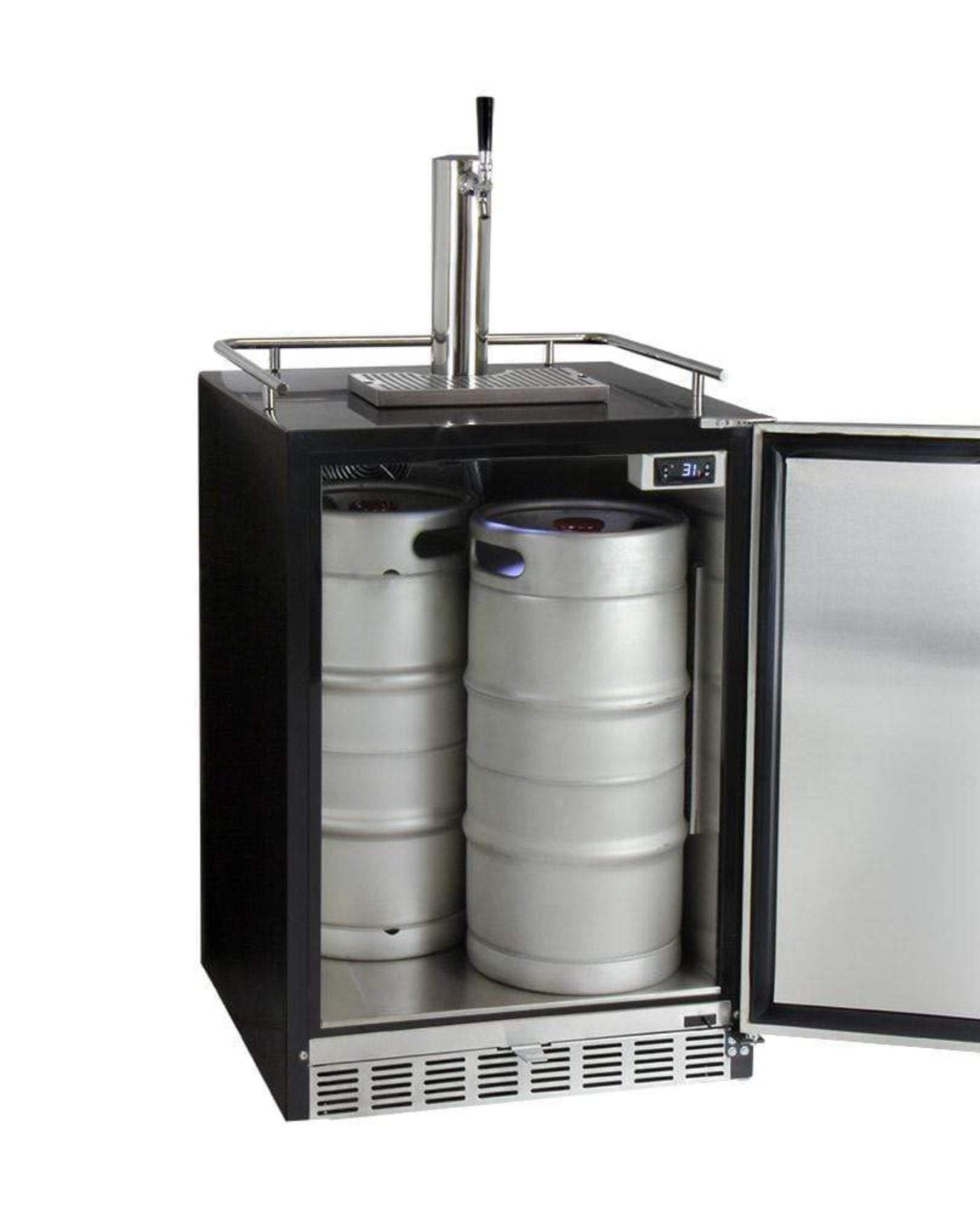 Kegco 24" Wide Cold Brew Coffee Tap Black Commercial Built-In Right Hinge Kegerator - ICHK38BSU-1