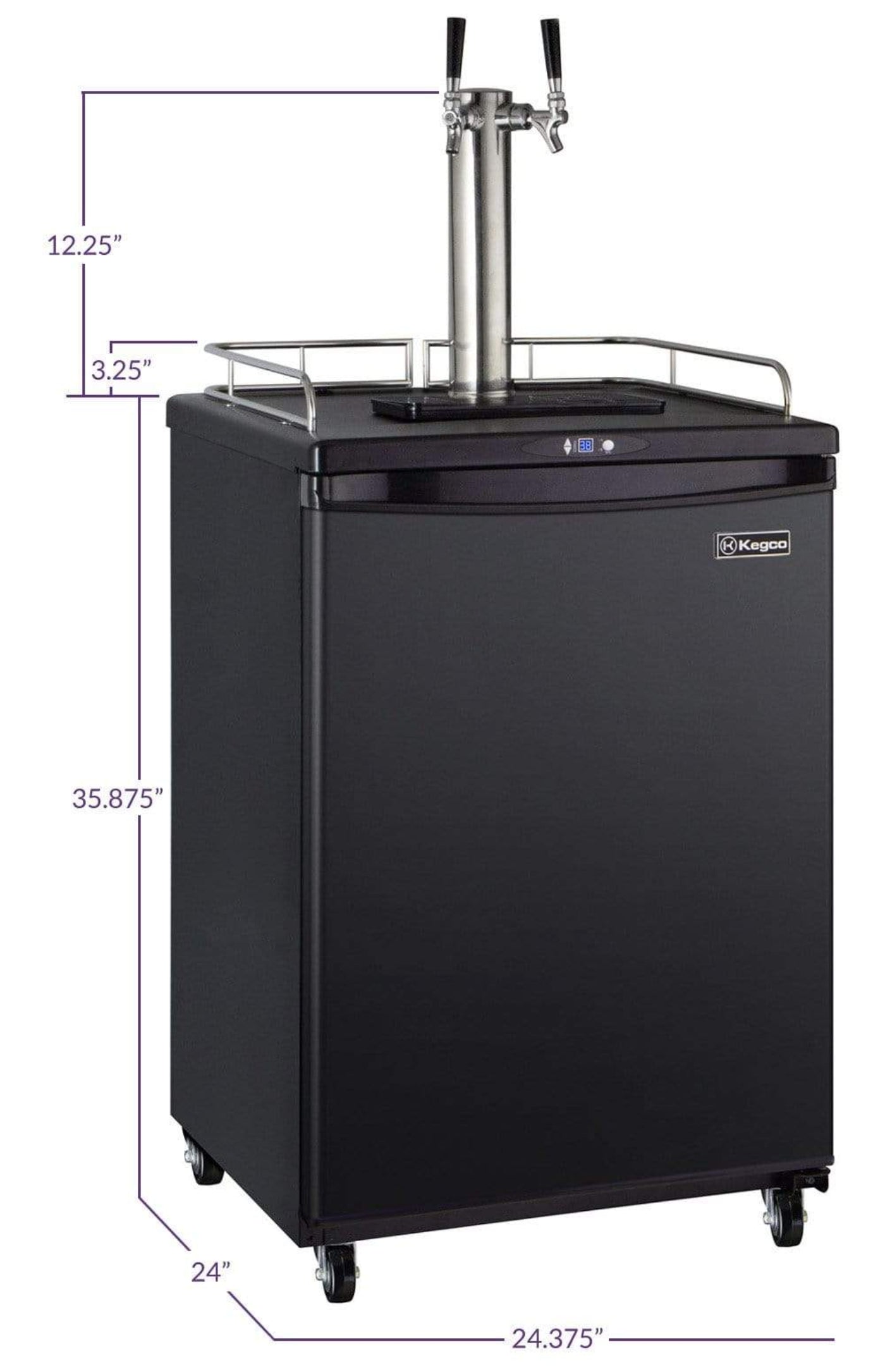 Kegco 24" Wide Cold Brew Coffee Tap Black Commercial/Residential Kegerator - ICZ163B-1NK