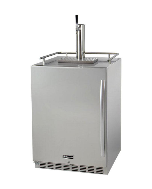 Kegco 24" Wide All Stainless Steel Outdoor Built-In Left Hinge Kegerator with Kit - HK38SSU-L-1