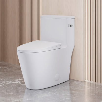Swiss Madison Dreux One-Piece 12" Rough-in 1.28 GPF Right Flush Elongated Toilet in Glossy White - SM-1T4108GW