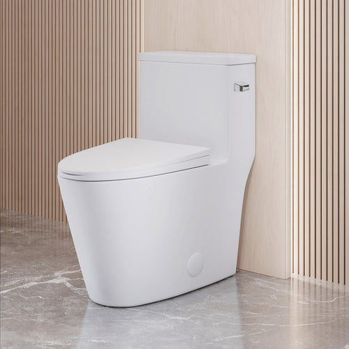 Swiss Madison Dreux One-Piece 12" Rough-in 1.28 GPF Right Flush Elongated Toilet in Glossy White - SM-1T4108GW