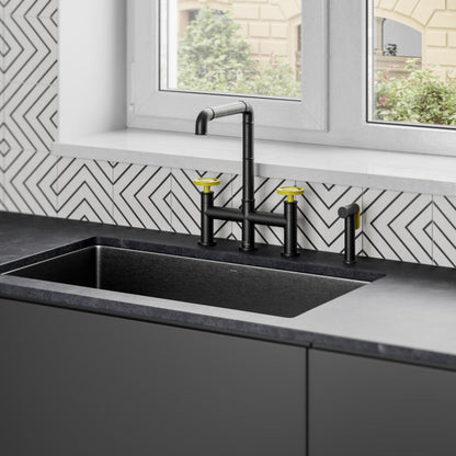 Swiss Madison Avallon Pro Kitchen Faucet in Matte Black & Yellow - SM-KF79EY