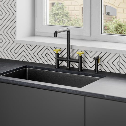 Swiss Madison Avallon Pro Kitchen Faucet in Matte Black & Yellow - SM-KF79EY