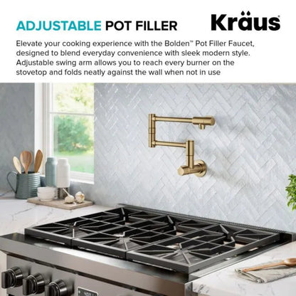 KRAUS Brushed Brass Wall Mounted Pot Filler - KPF-5003SFBB