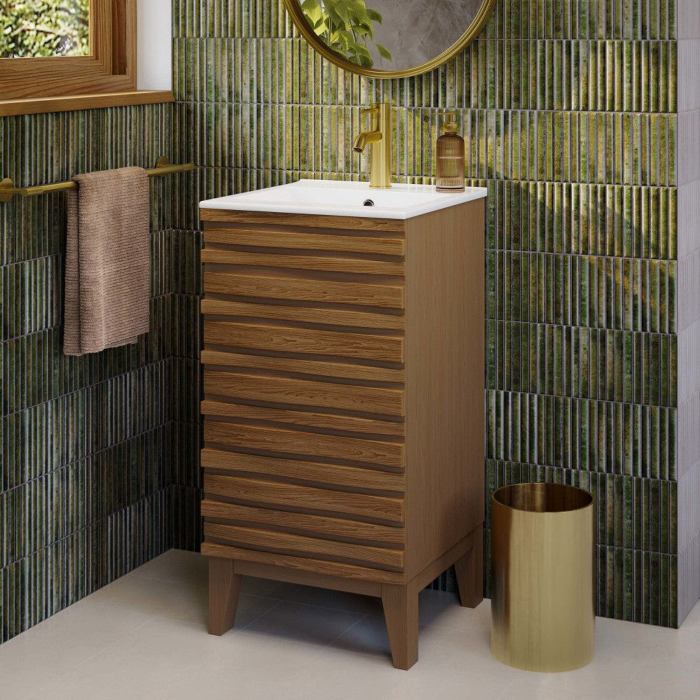 Swiss Madison Cascade 18" Bathroom Vanity in Brown Oak - SM-BV560WN