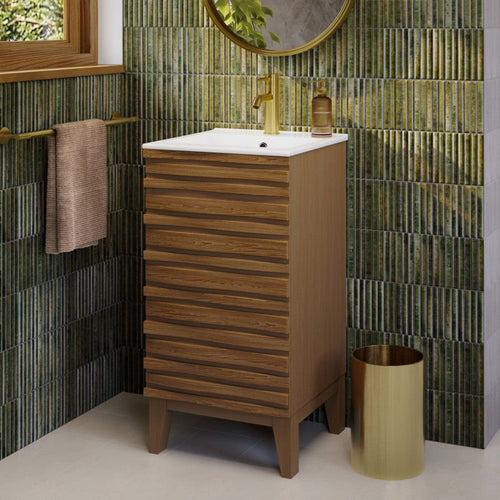 Swiss Madison Cascade 18" Bathroom Vanity in Brown Oak - SM-BV560WN