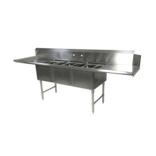 John Boos DT3B18244-2D24L 103.5" W x 30" D Dishtable/Pot Sink Two 24" Drainboard - JBDT3B182442D24L