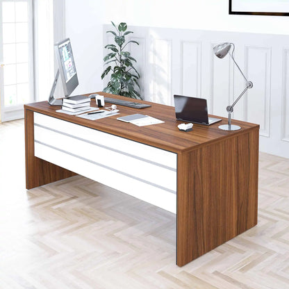 Casa Mare LEXUS 71″ Modern Home & Office Furniture Desk Brown & White - LEXUS-71WB-S