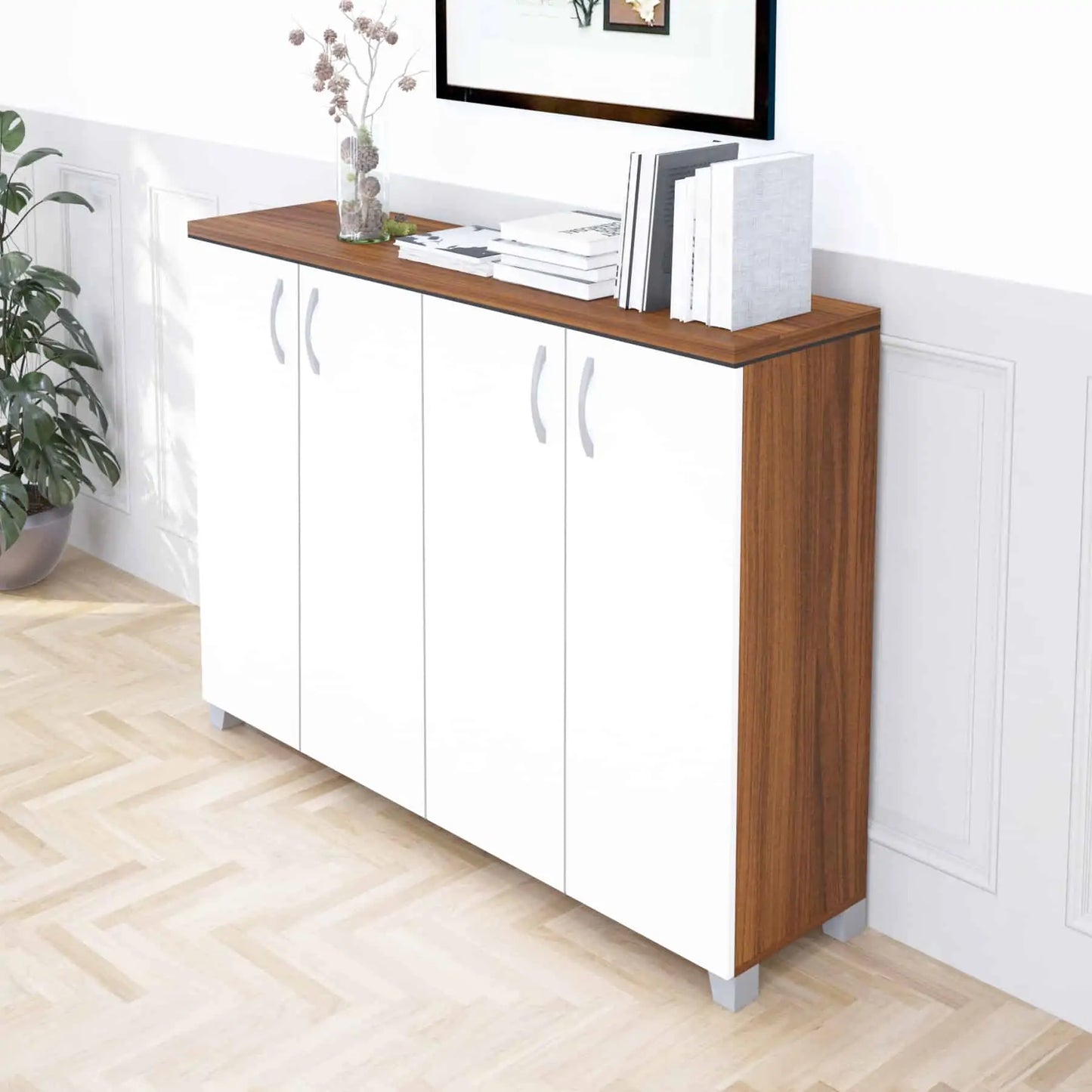 Casa Mare LEXUS 71″ Modern Home & Office Furniture Desk Brown & White - LEXUS-71WB-S