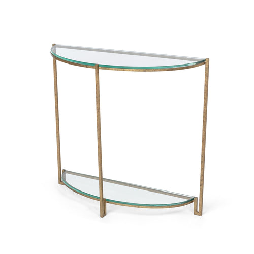 Park Hill Collection Naomi Elegant Iron and Glass Demi Lune Table - Stylish Accent for Foyers and Small Spaces - EFT26034