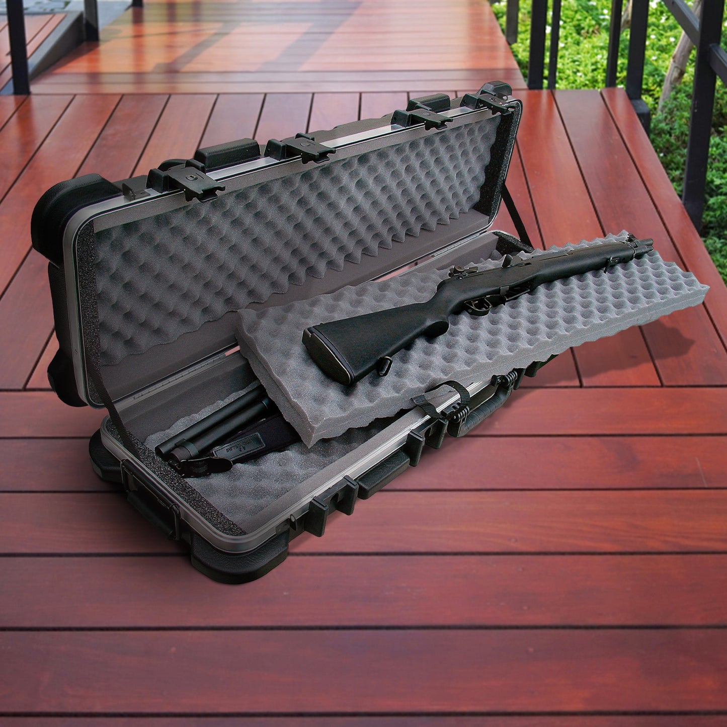 SKB Cases 4009 Hard Exterior Waterproof Short Double Rifle Transport Case, Black - 189869