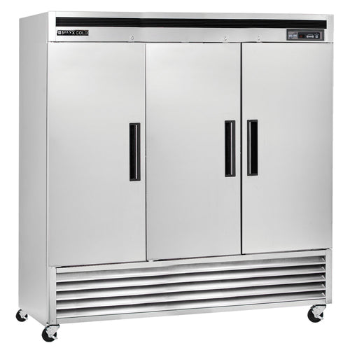 Maxx Cold Triple Door Reach-In Refrigerator, Bottom Mount, 81"W, 72 cu. ft. Storage Capacity, Energy Star Rated, in Stainless Steel -  MCR-72FDHC
