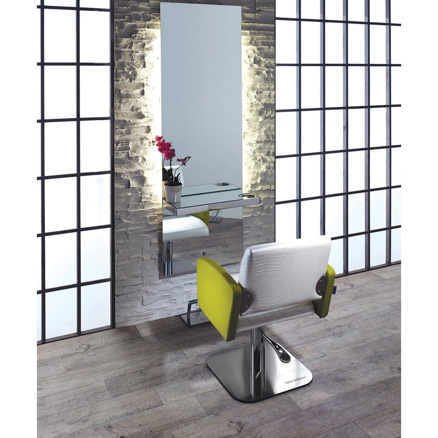 Lunar Mirror Styling Station w/ Storage Salon Ambience - SA-MI-370 W/ SERVER