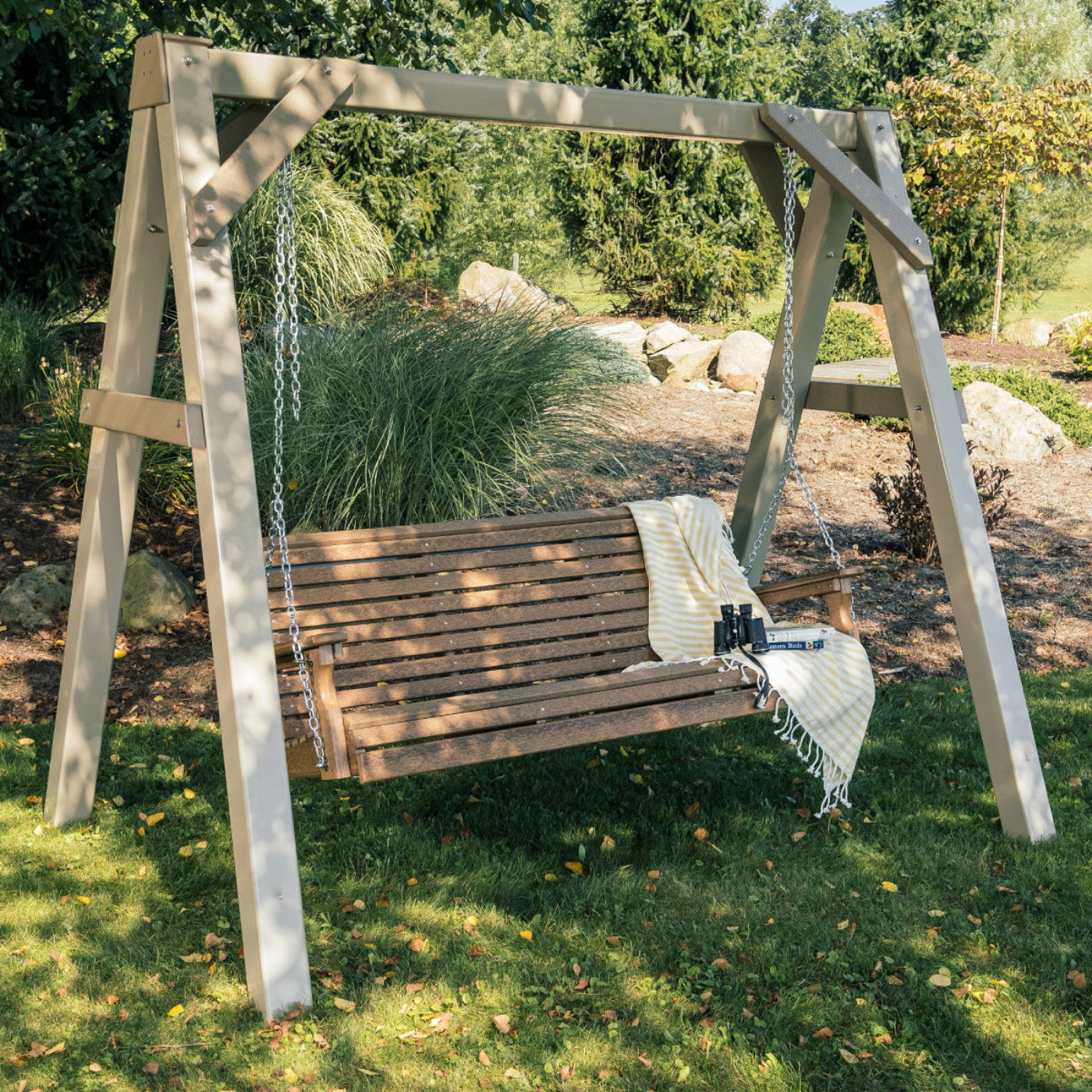 LuxCraft A-Frame Vinyl Poly Swing Stand - White - VAFW