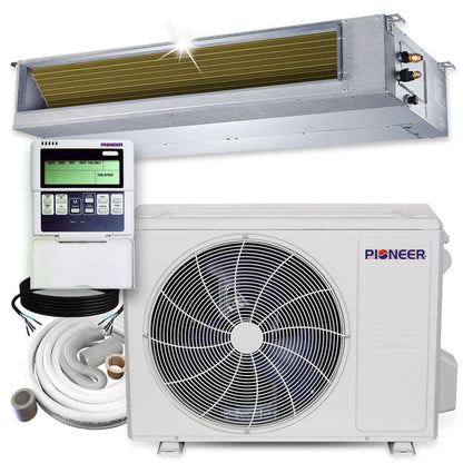 Pioneer 24,000 BTU 19 SEER2 Ceiling Concealed Ducted Mini-Split Inverter++ Energy-Star Air Conditioner Heat Pump System Full Set 230V - RYB024GMFILDAD-10