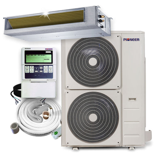 Pioneer 48,000 BTU 15.1 SEER2 Ceiling Concealed Ducted Mini-Split Inverter+ Air Conditioner Heat Pump System Full Set 230V - RYB048GMFILDBD-10