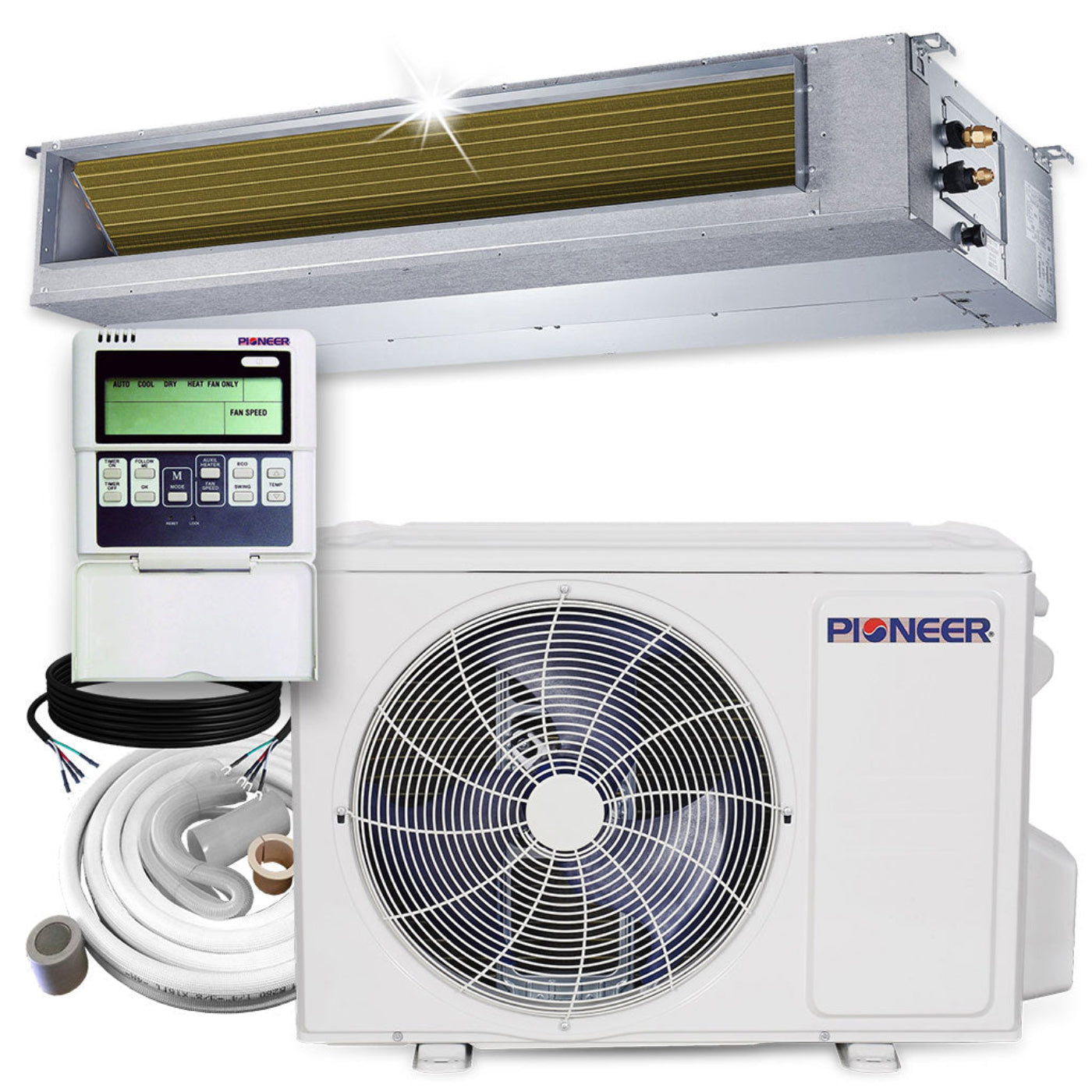 Pioneer Multi Zone 24,000 BTU Quantum Series Concealed Ducted Indoor Section Split Inverter++ Air Conditioner Heat Pump 230V - RB024GMFILDFHD-10