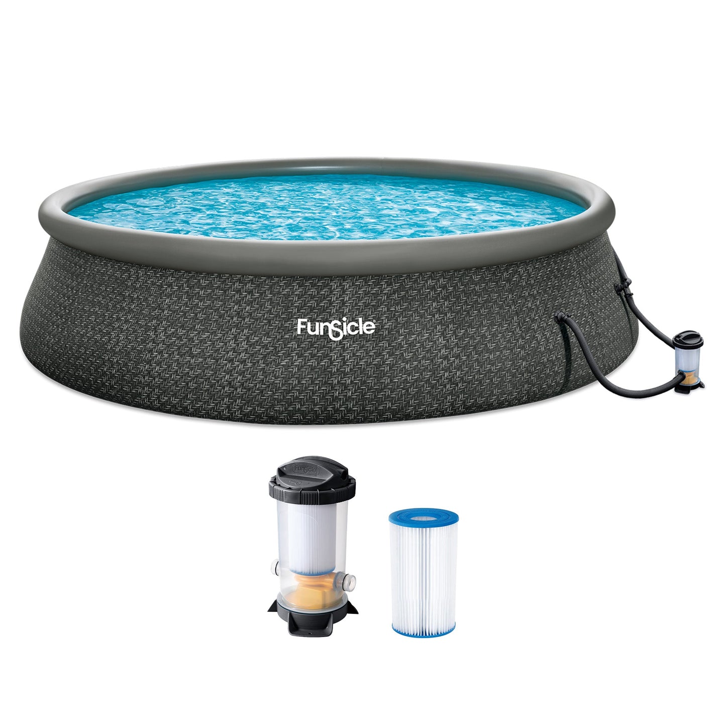 Summer Waves Funsicle 18' x 48" QuickSet Inflatable Ring Top Outdoor Above Ground Pool w/Pump - 308882
