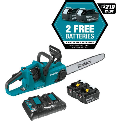 Makita 18V LXT Brushless 16" Chain Saw Kit with 4 Batteries (5.0Ah) - XCU04PT1