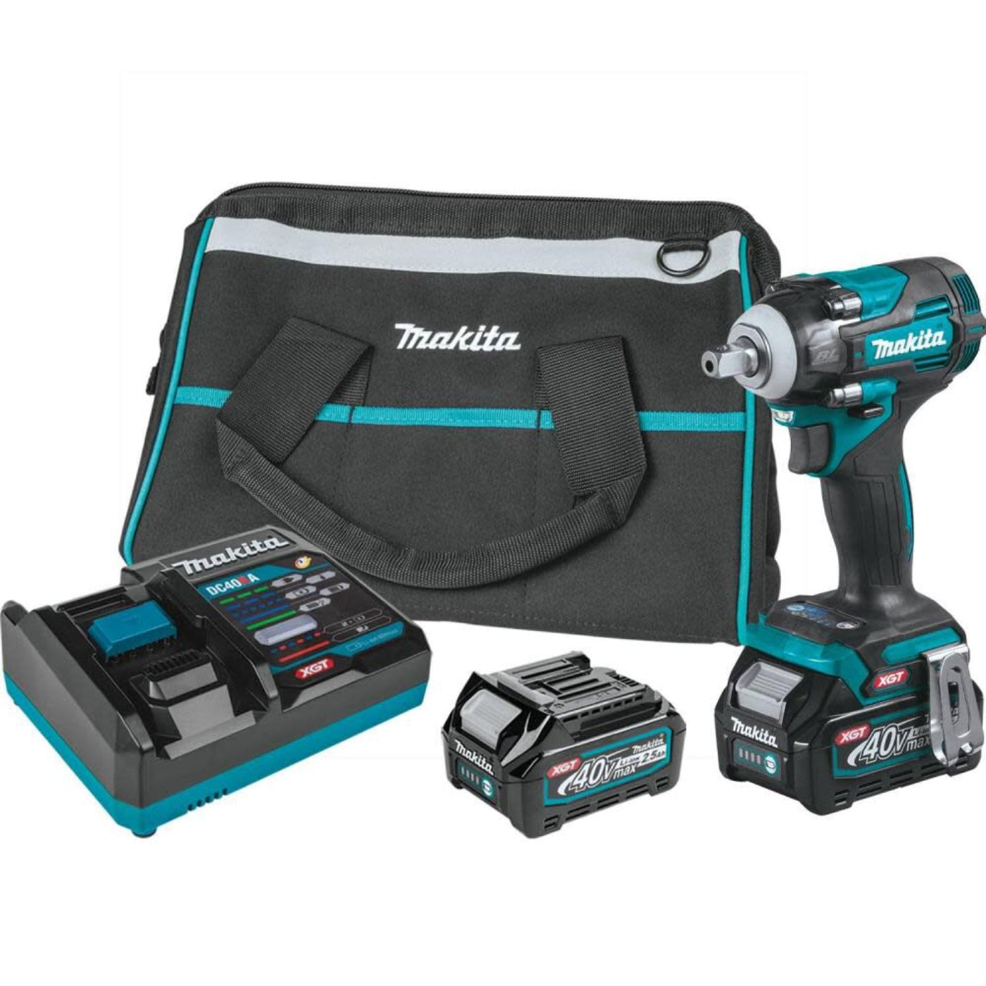 Makita 40V MAX XGT Brushless Cordless 4-Speed 1/2 In. Sq. Drive Impact Wrench Kit w/ Detent Anvil (2.5Ah) - GWT05D