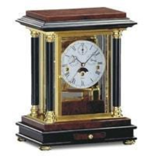 Kieninger Clocks  Fidelo Mantel Clock, Calendar, Moonphase, Walnut Burl - MM 1246-82-02
