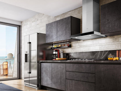 ELICA LUGANO Wall Mount Range Hood 36" wide - 600CFM in Stainless Steel On Black - ELG636S3