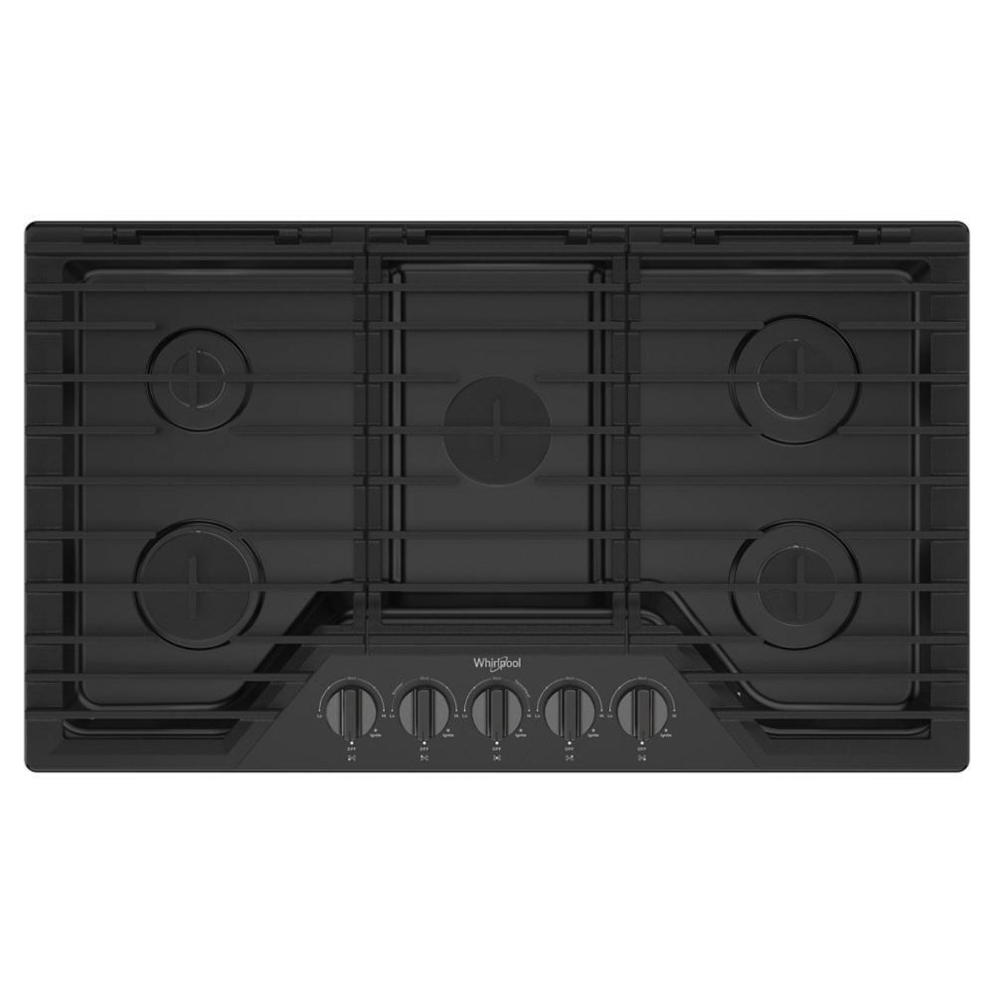WHIRLPOOL 36-inch Gas Cooktop with EZ-2-Lift Hinged Cast-Iron Grates Black in Stainless Steel - WCGK5036PV