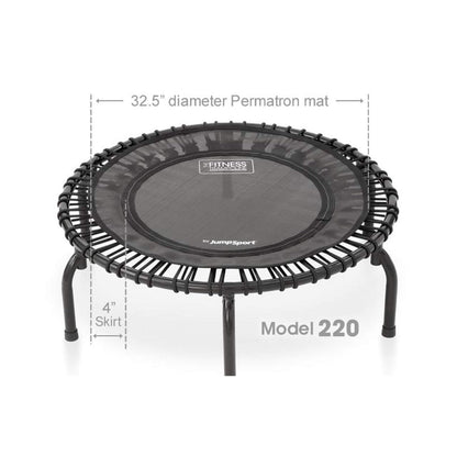 Disc-O-Bed JumpSport 220 Fitness Rebounder Mini Trampoline & Handle Bar Accessory, Black - 250093