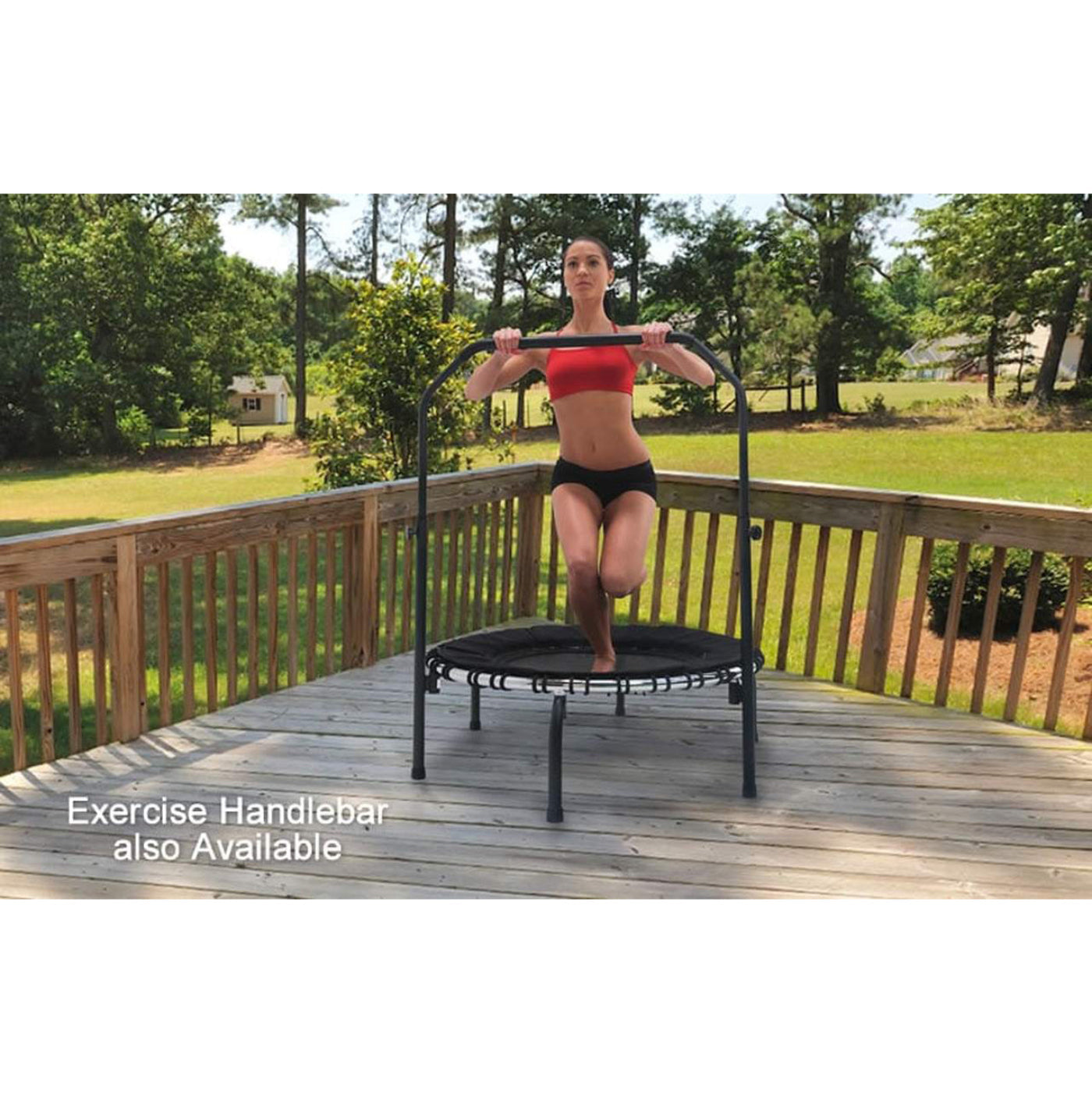 Disc-O-Bed JumpSport 250 Fitness Rebounder Mini Trampoline & Handle Bar Accessory, Black - 250098