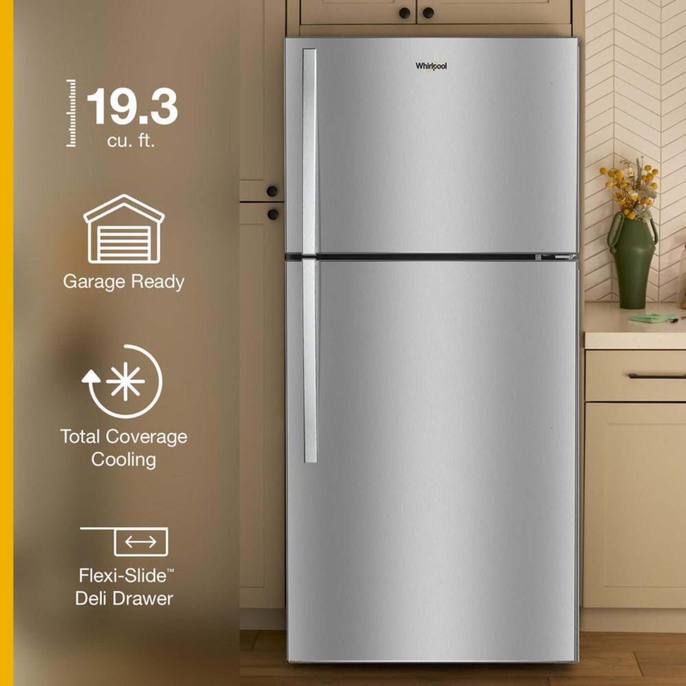 WHIRLPOOL Whirlpool 29.5-inch Wide Top Freezer Refrigerator with Total Coverage Cooling- 19.2 Cu. Ft. Stainless - WRTX7419SZ