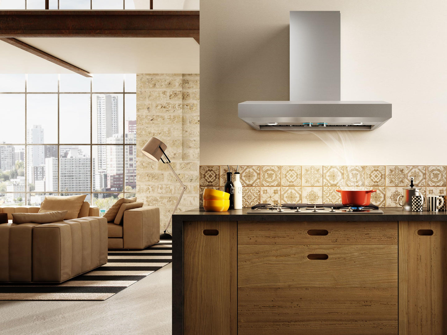 ELICA VAVANO Wall Mount Range Hood 48" wide - 600CFM in Stainless Steel - EVV648S1