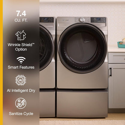 WHIRLPOOL WED5720RR 7.4 cu. ft. Smart Front Load ENERGY STAR® Electric Dryer with Wrinkle Shield™ Option Silver