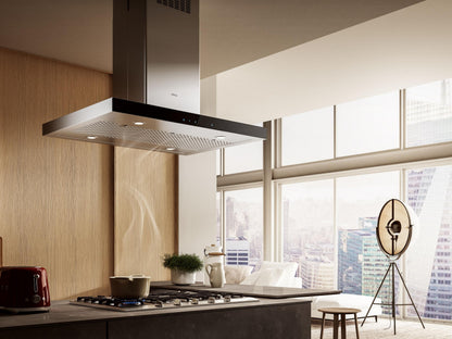 ELICA MAGGIORE Island Range Hood 42" wide - 600CFM in Stainless Steel On Black - EMG642S1