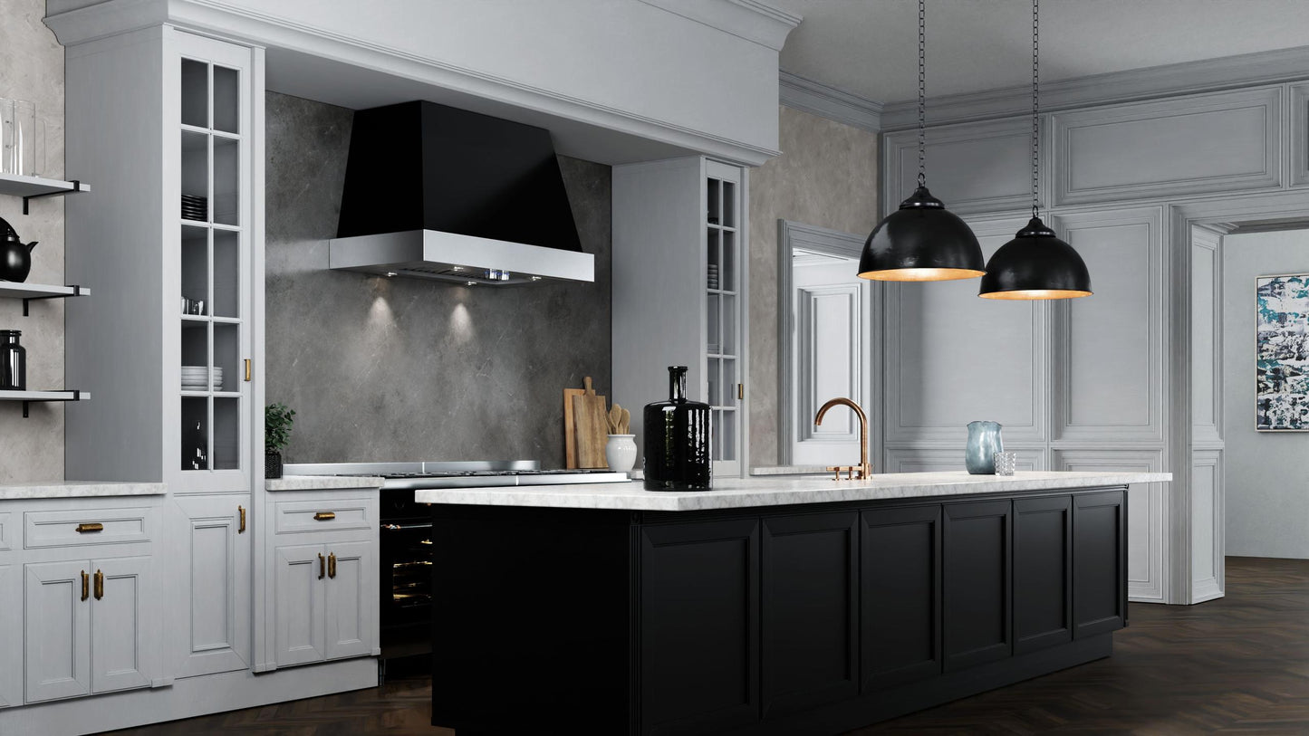 ELICA TORINO Range Hood wide - CFM Black On in Stainless Steel Look - ETNX36BL