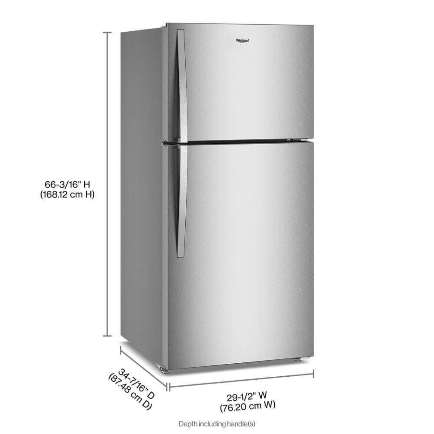 WHIRLPOOL Whirlpool 29.5-inch Wide Top Freezer Refrigerator with Total Coverage Cooling- 19.2 Cu. Ft. Stainless - WRTX7419SZ