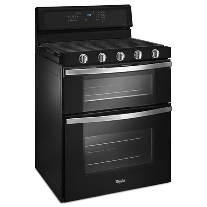 WHIRLPOOL 6.0 Cu. Ft. Gas Double Oven Range with EZ-2-Lift™ Hinged Grates Black - WGG745S0FE