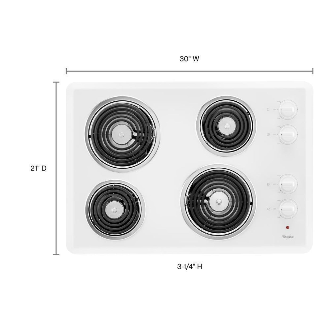 WHIRLPOOL Whirlpool 30" Electric Cooktop White - WCC31430AW