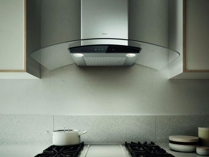 ELICA COMO Wall Mount Range Hood 30" wide - 600CFM in Stainless Steel On Black - ECM630S3