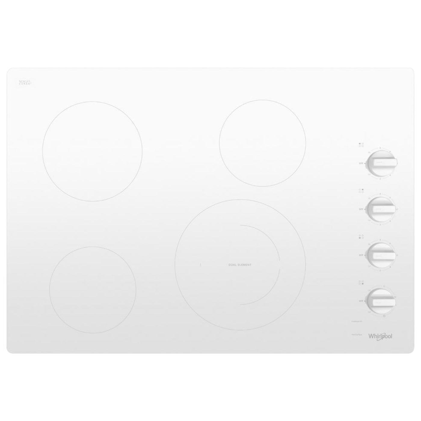 WHIRLPOOL 30-inch Electric Ceramic Glass Cooktop with Dual Radiant Element White - WCE55US0HW