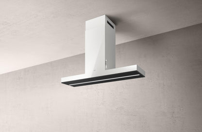 ELICA HAIKU IS Island Range Hood 48" wide - 600CFM in Stainless Steel On White - EHI648WH