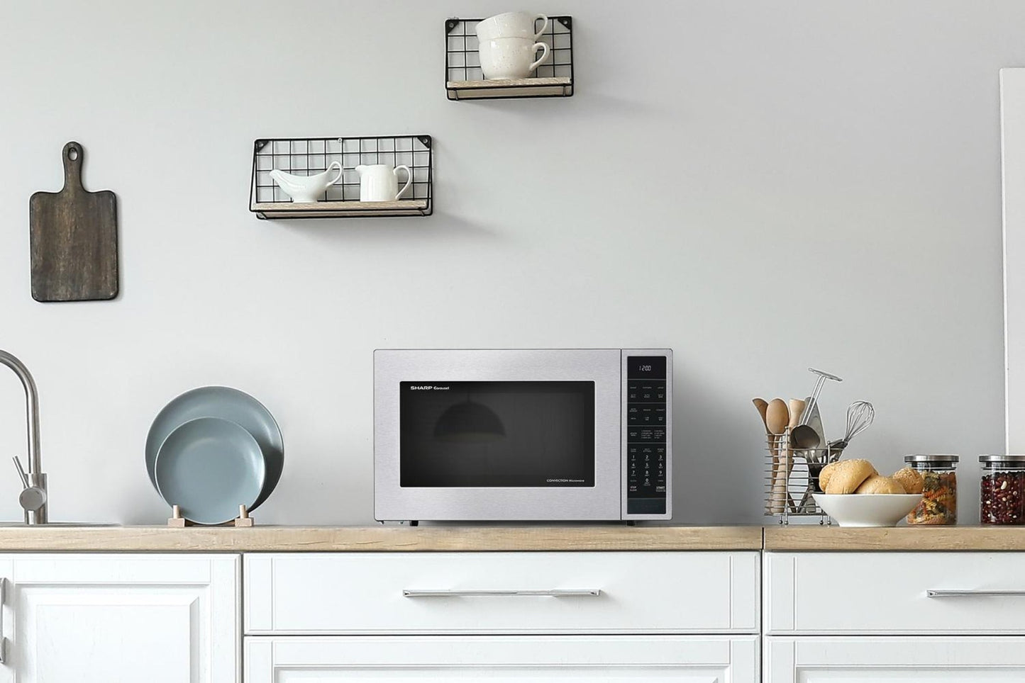 SHARP Sharp 1.5 cu. ft. 900W in Stainless Steel Convection Countertop Microwave Oven - SMC1585KS