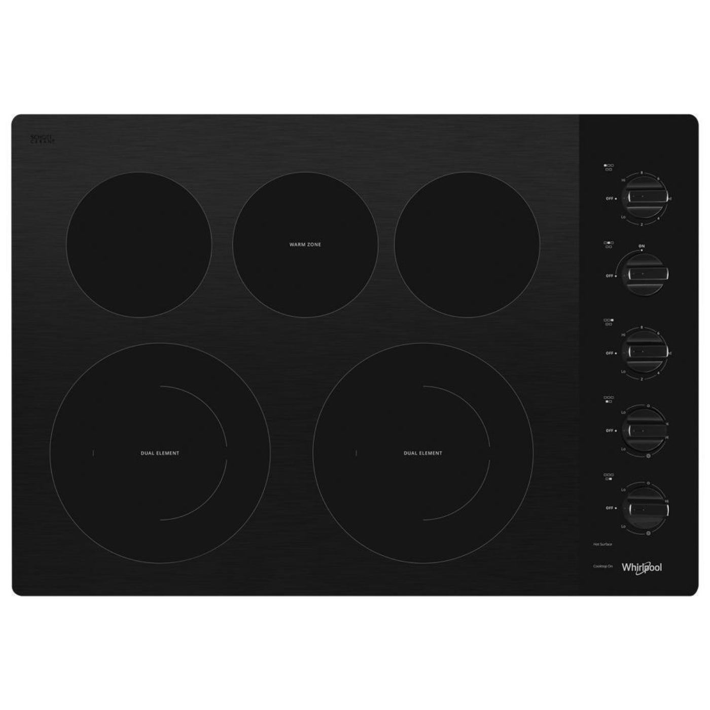 WHIRLPOOL 30-inch Electric Ceramic Glass Cooktop with Two Dual Radiant Elements Black - WCE77US0HB