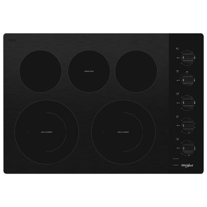 WHIRLPOOL 30-inch Electric Ceramic Glass Cooktop with Two Dual Radiant Elements Black - WCE77US0HB