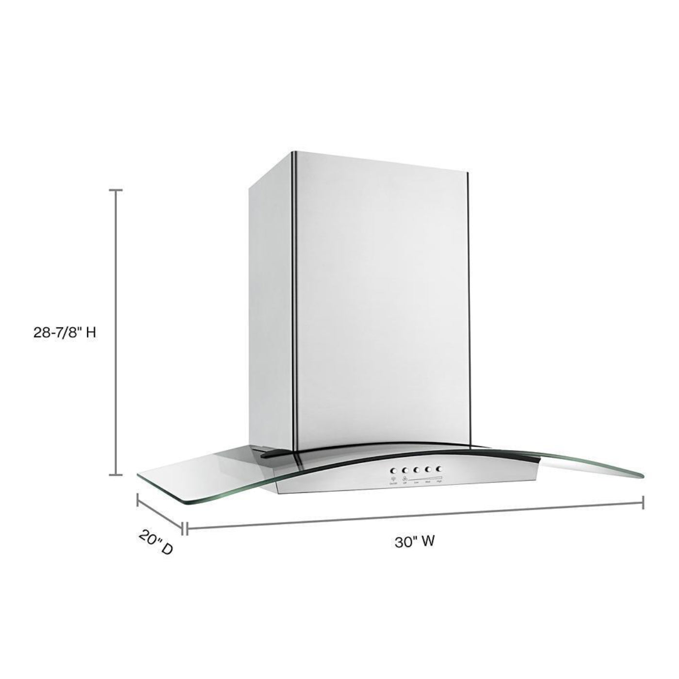 WHIRLPOOL 30" Modern Glass Wall Mount Range Hood in Stainless Steel - WVW75UC0DS