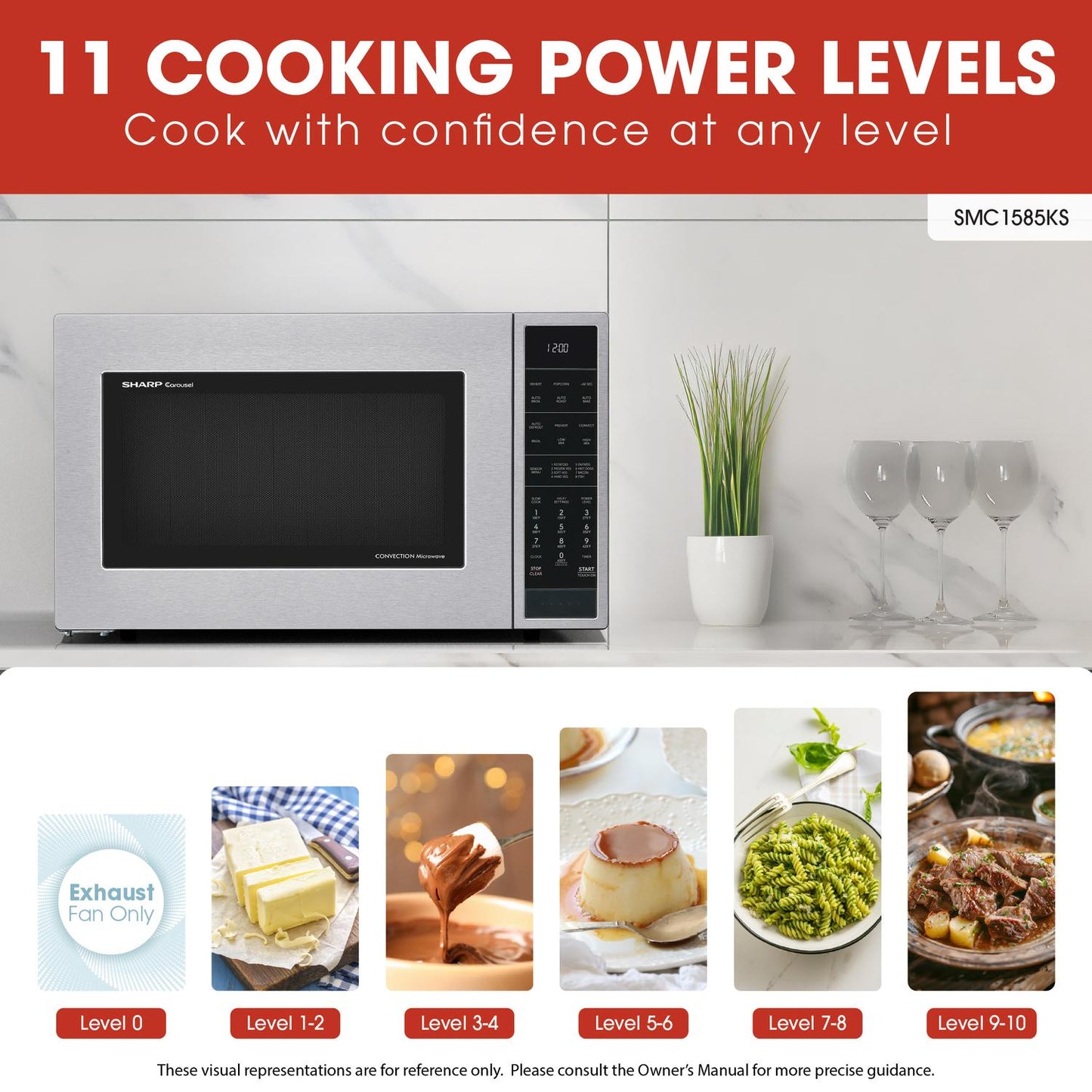 SHARP Sharp 1.5 cu. ft. 900W in Stainless Steel Convection Countertop Microwave Oven - SMC1585KS