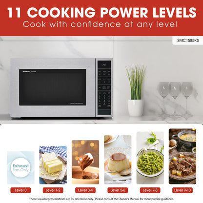 SHARP Sharp 1.5 cu. ft. 900W in Stainless Steel Convection Countertop Microwave Oven - SMC1585KS